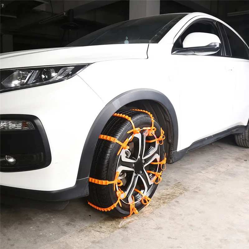 

10 PCS Car Tyre Anti-skid Chain Emergency Tire Anti-slip Chain For Sand Road Snow Road With Gloves Snow Shovel