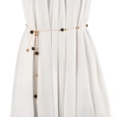 2019 Fashion thin belt Imitation pearl Metal waist chain belts for women match dress ceinture femme stretchy ladies | Аксессуары для