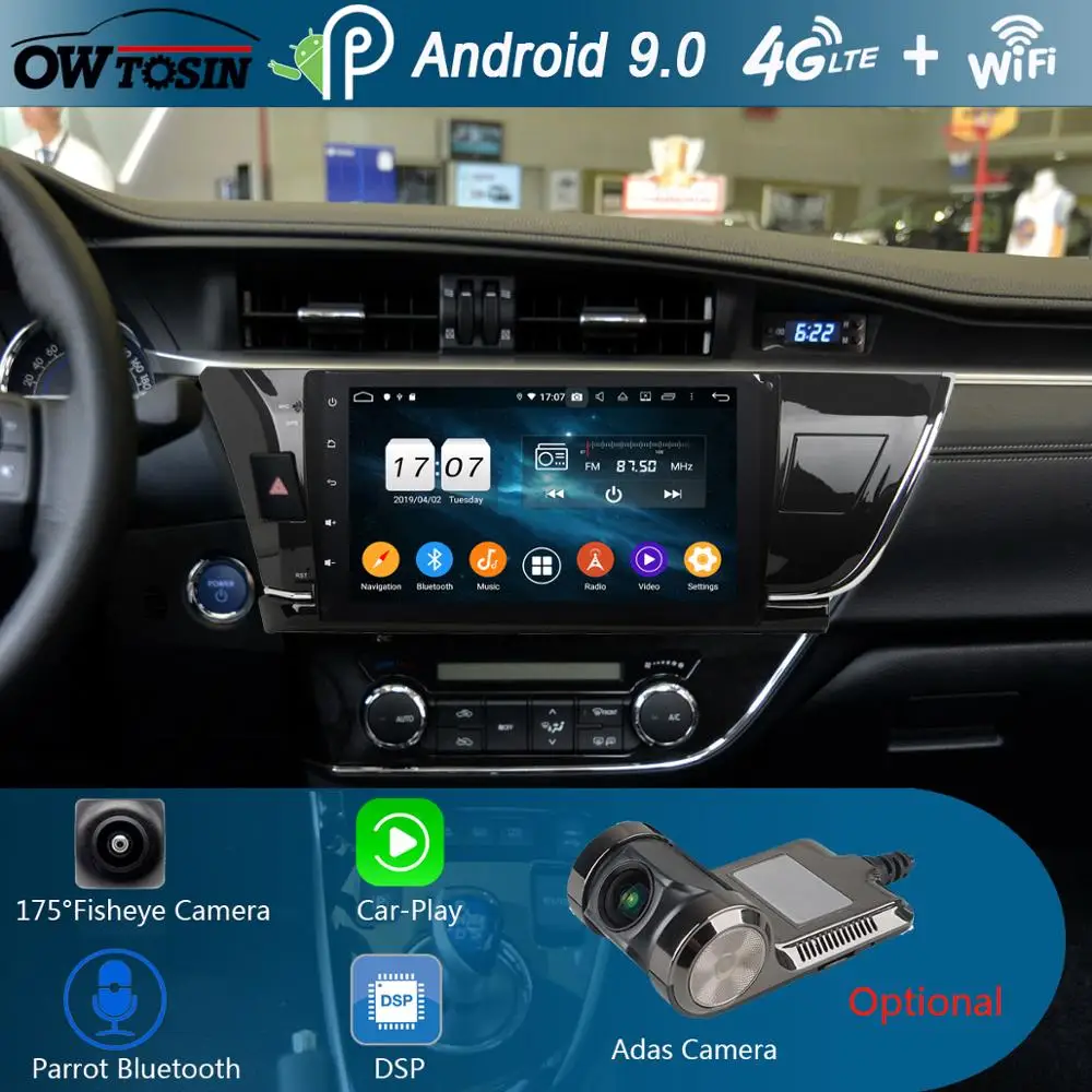 Автомагнитола 10 1 дюйма IPS 8 ядер 4 Гб ОЗУ + 64 ПЗУ Android 9 0 DVD GPS для Toyota Corolla E160 2014 2015 2016 DSP