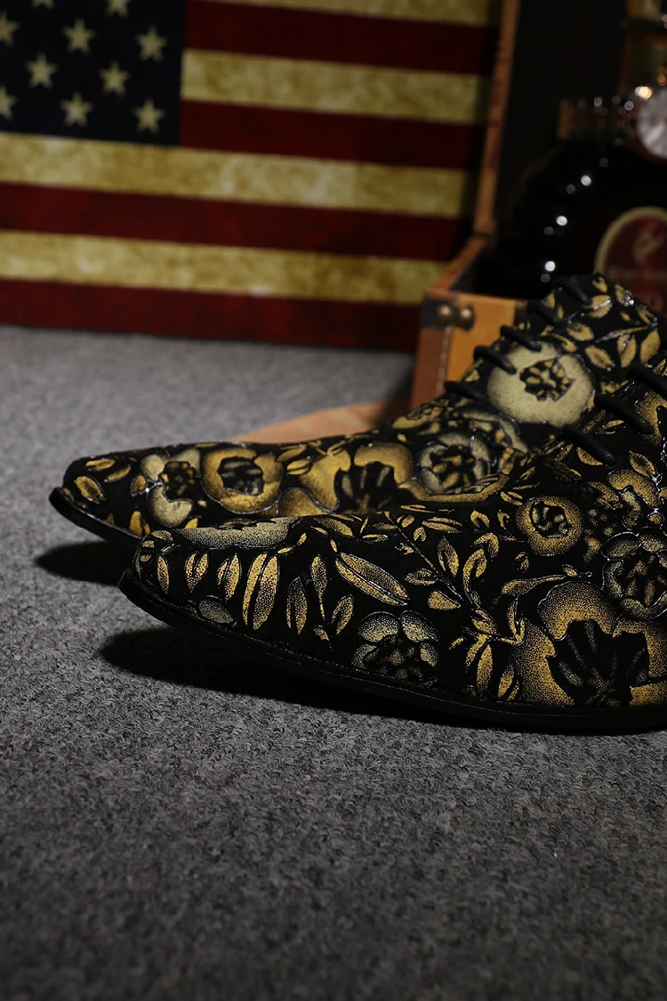 2016 мужские оксфорды на шнуровке в Корейском стиле кожаные с принтом Мужская