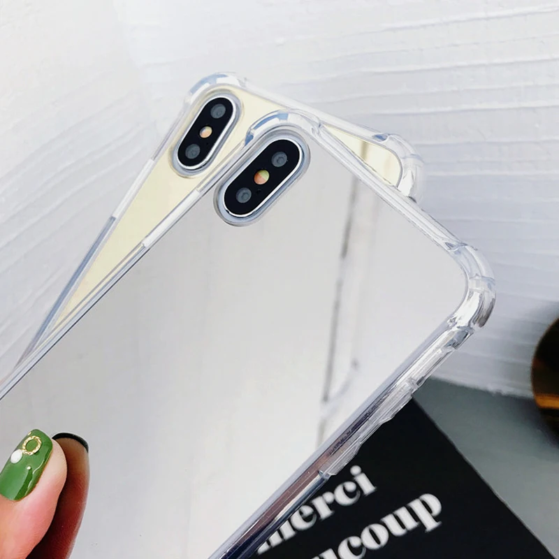 Зеркальный чехол для iPhone X(10) 6 6S 7 / 8 plus противоударный мягкий из ТПУ задняя крышка