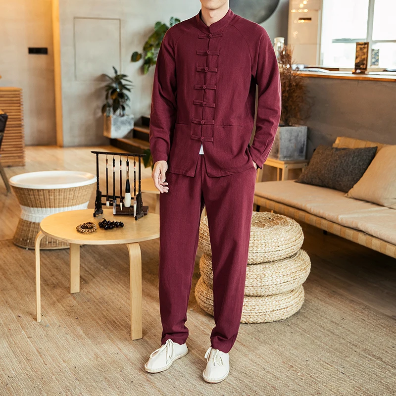 Мужское хлопковое белье 5 цветов комплекты из 2 предметов рубашки с длинными