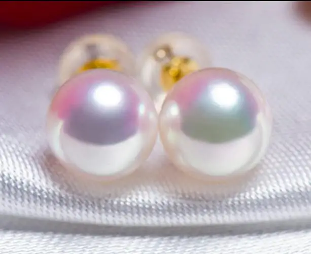 

free shipping luxury Noble jewelry Genuine charming pair AAA 10-11 mm Akoya Pearls white pearl earring