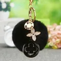 Милый брелок Hello Kitty, женская кожаная цепочка для ключей, сумка, очаровательный меховой шар, помпон, брелок для ключей, автомобильный брелок, подвеска