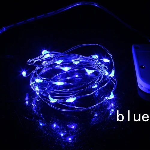 Blue Светодиодный мини-светильник-гирлянда 2 м с серебряной проволокой, сказочный светильник s для гирлянды, дома, Рождества, свадьбы, вечеринки, украшения, питание от батареи CR2032 - Испускаемый цвет: Blue