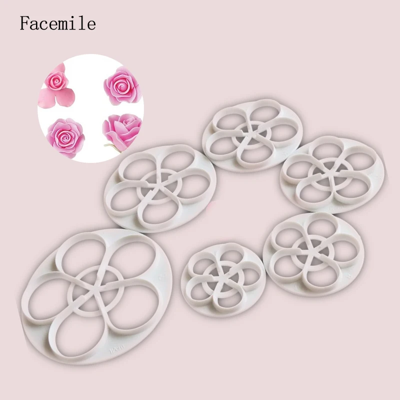 Facemile 6 шт./компл. розовый цветок нож для торта и печенья форма помадки простой розы