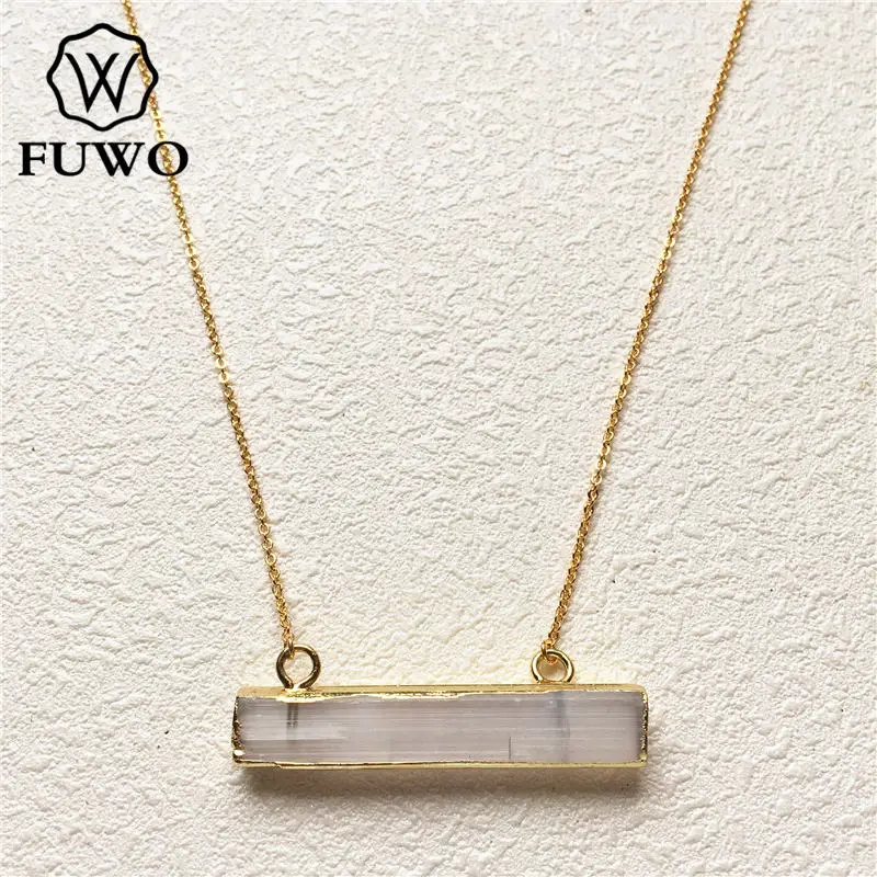 Ожерелье с подвеской fewo из натурального селенита 24 каратная позолоченная