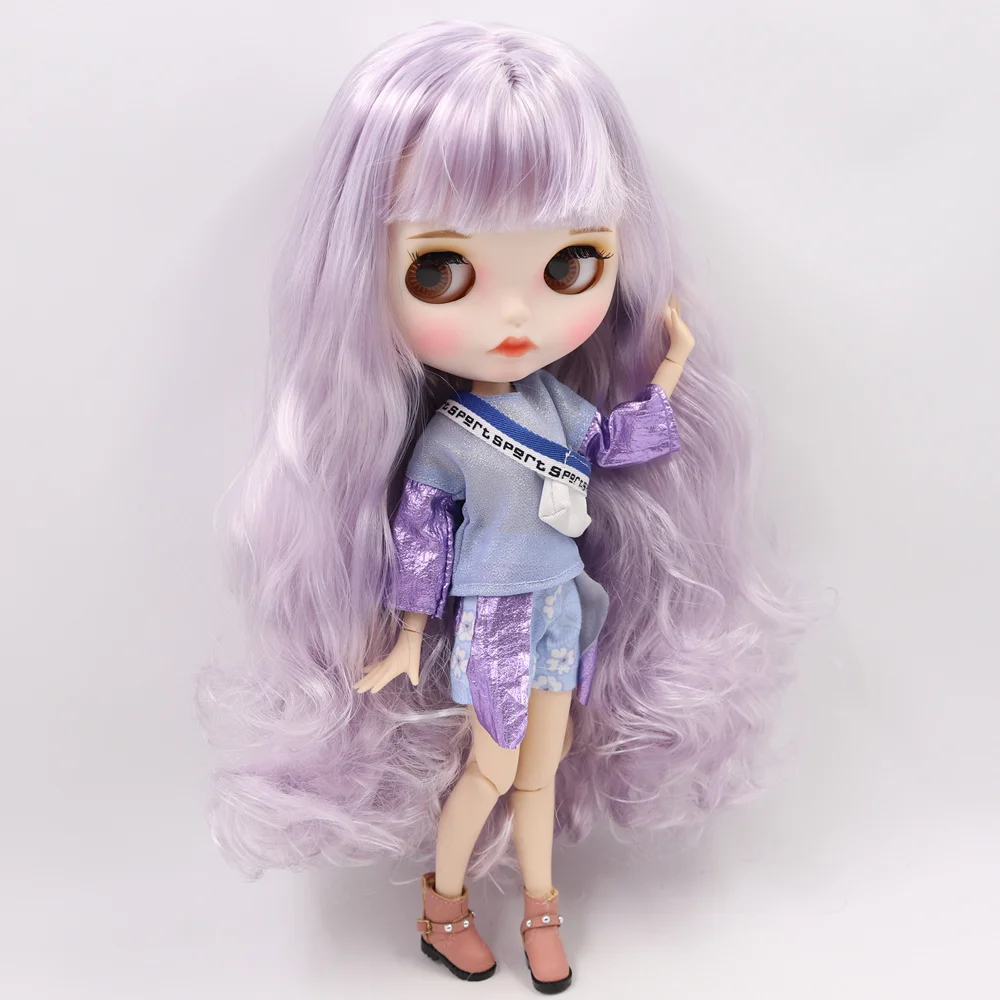 

ICY DBS Blyth Doll No.BL136/1049 white mix purple hair Carved lips Matte face Joint body 1/6 bjd Ob24 Anime Girl