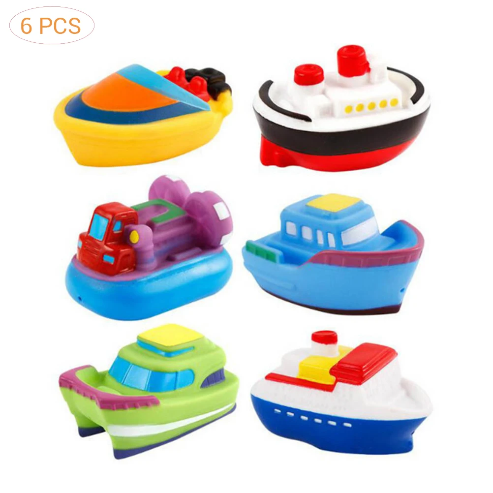 6 шт. Игрушки для ванны мультяшная лодка плавательные игрушки воды красочные