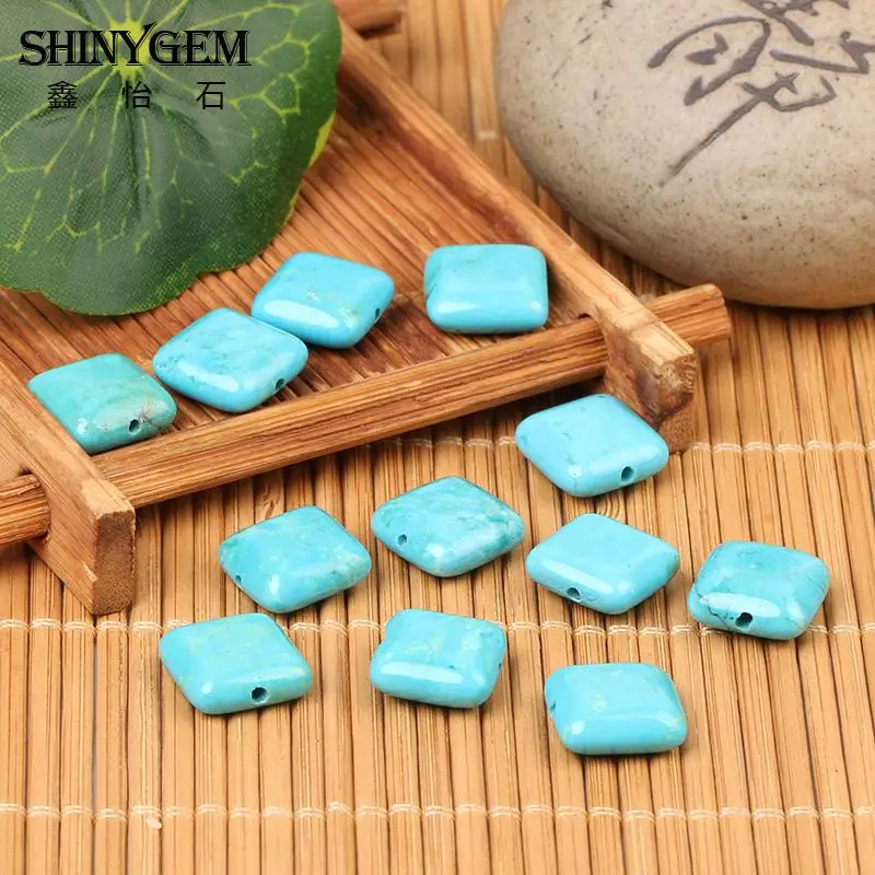 ShinyGem 12 мм натуральный квадратный бирюзовый камень Бусины горячая распродажа