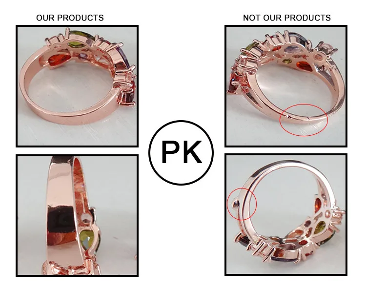 Женское кольцо с фианитом Sellsets разноцветное из розового золота фианитом|fashion jewelry