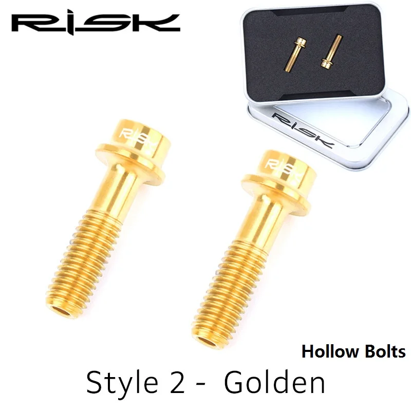 Style 2-Golden RISK M5* 18 мм титановый сплав полый винт Тормозная Ручка сиденья зажимный держатель Болты MTB шоссейные велосипедные винты велосипедные аксессуары черный - Цвет: Style 2-Golden