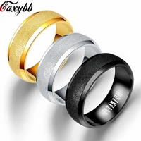 2018 new fashion titanium steel ring high quality black gold silver color wedding engagement frosted rings for men women