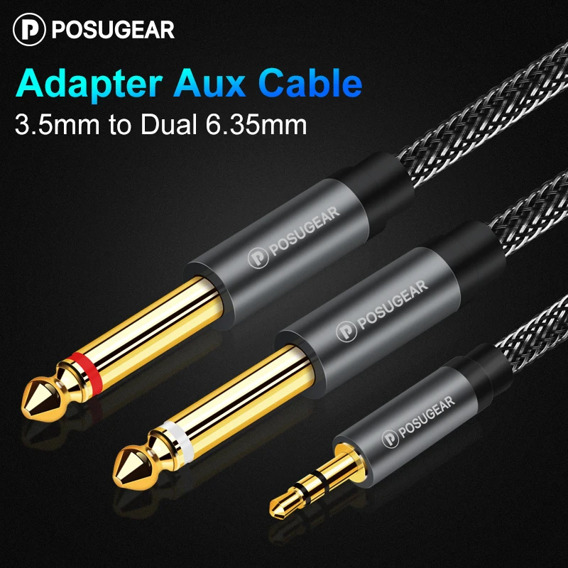 Адаптер Posugear с разъемом 3 5 мм на двойной сплиттер 6 35 аудиокабель для усилителя