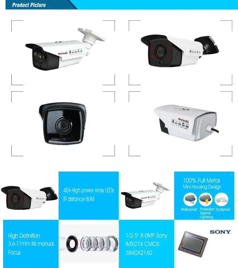 Низкая стоимость 8 Мп IP камера iMX274 сенсор sony Onvif IP 4K безопасности p2p IP камера день и ночь 120 м 12 МП объектив IP H.265+ CCTV камера
