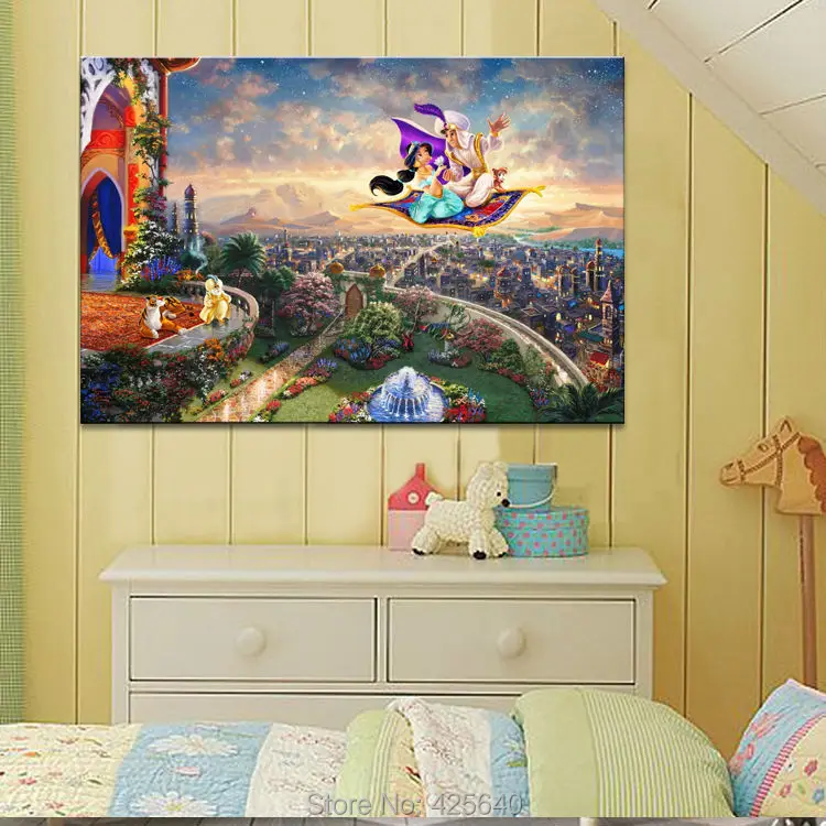 Thomas Kinkade Oil Paintings Character Aladdin Art Decor Painting Print Giclee On Canvas | Дом и сад