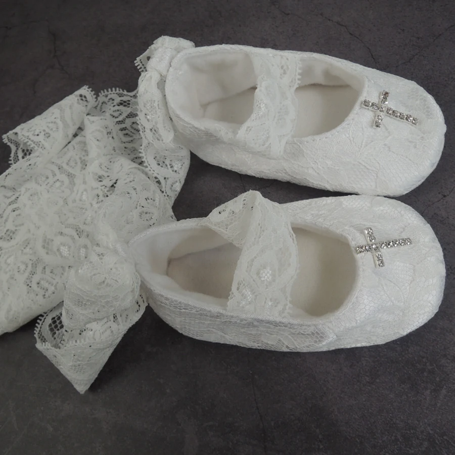 Высококачественная белая обувь на заказ для крещения малышей кружевная подарок
