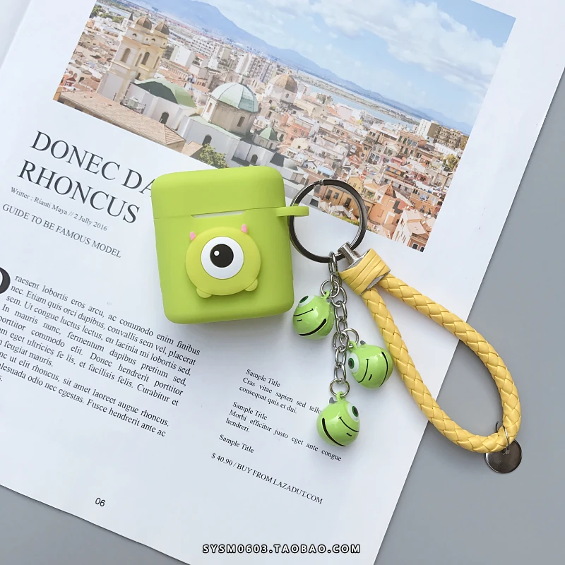 Зеленый Мультяшная большая сумка для глаз для huawei Flypods/Freebuds2Pro наушники Мягкий силиконовый чехол, для оригинальных flypods защитный чехол с ремешком - Цвет: Зеленый