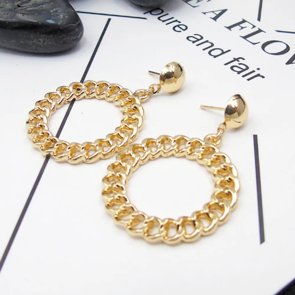 New Arrival Hip Hop Simple Chain Big Gold Hoop Earrings for Women Circle Brincos Jewelry #273871 | Украшения и аксессуары