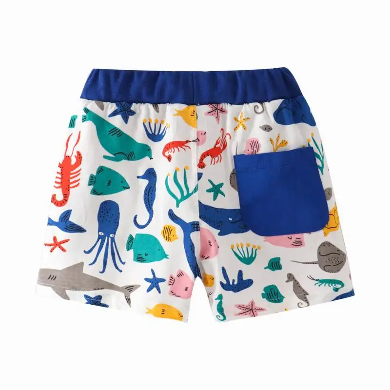 Короткие штаны SAILEROAD с принтом акулы для мальчиков Брюки карманами на шнурке