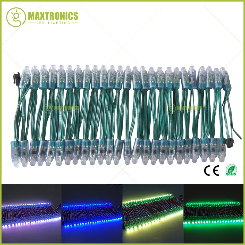 Светодиодный модуль WS2811 IC RGB 50 шт. 5 в пост. Тока/12 Тока 12 мм зеленый провод