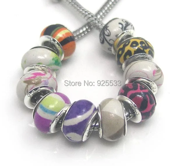 Бесплатная доставка 50 шт. 11 мм посеребренные бусины из искусственной керамики