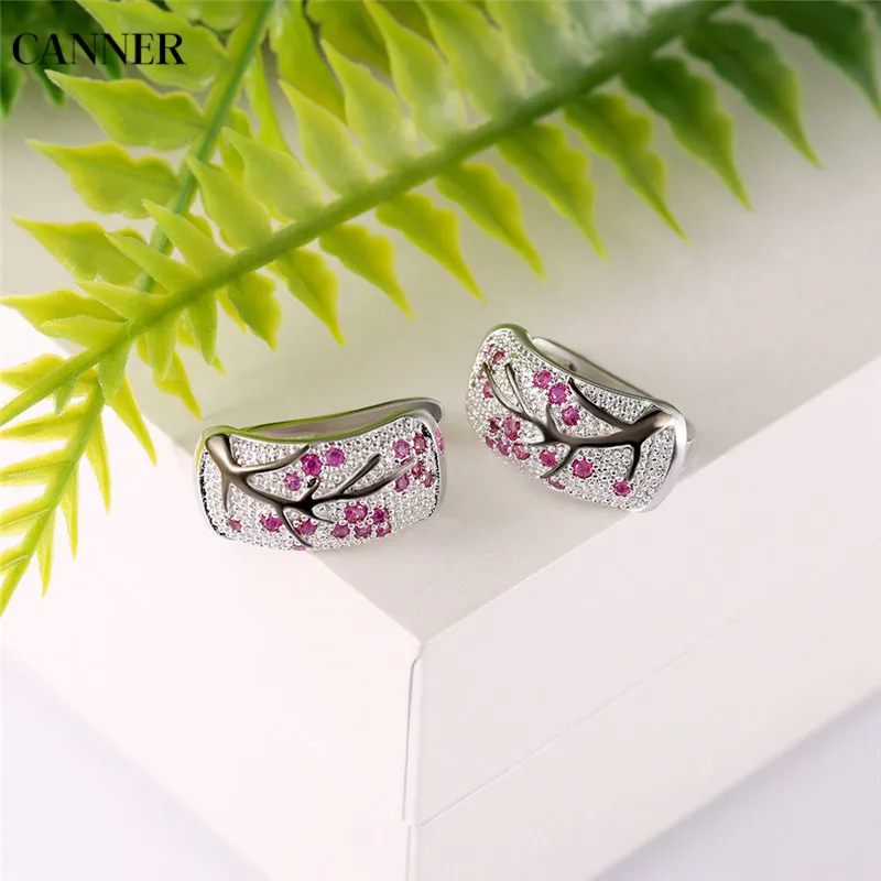 Женские серебряные серьги Canner Tree сережки зеленого и красного цветов с кубическим