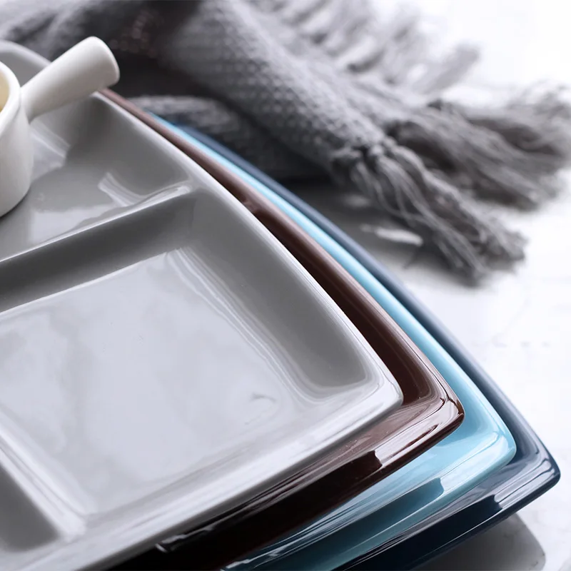 Обеденная тарелка для детей домашняя керамическая квадратная разделительная