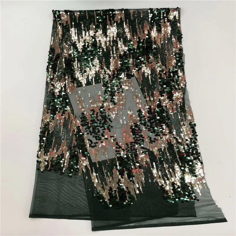 black gold Upscale Style Sequins Lace Fabric Sequined Embroidered Guipure Net African Wedding Dresses Sewing Mesh Material | Дом и сад