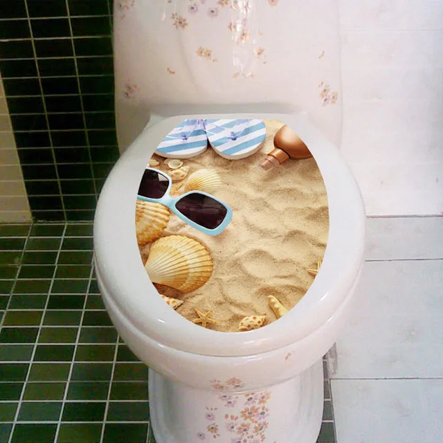 [Fundecoration] Водонепроницаемый Чехол пляжный туалет наклейка для ванной комнаты