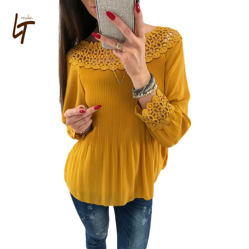 Slash шеи с длинным рукавом сплошной плюс Размеры свободные Повседневное шифоновая