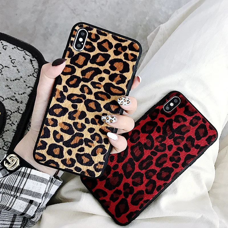 Модный Леопардовый плюшевый чехол для телефона iPhone XS Max X XR 8 Plus меховой зимний
