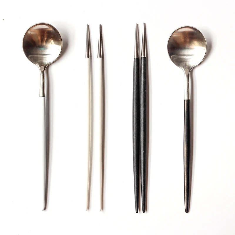Золотые корейские столовые палочки Hashi из нержавеющей стали набор ложек с