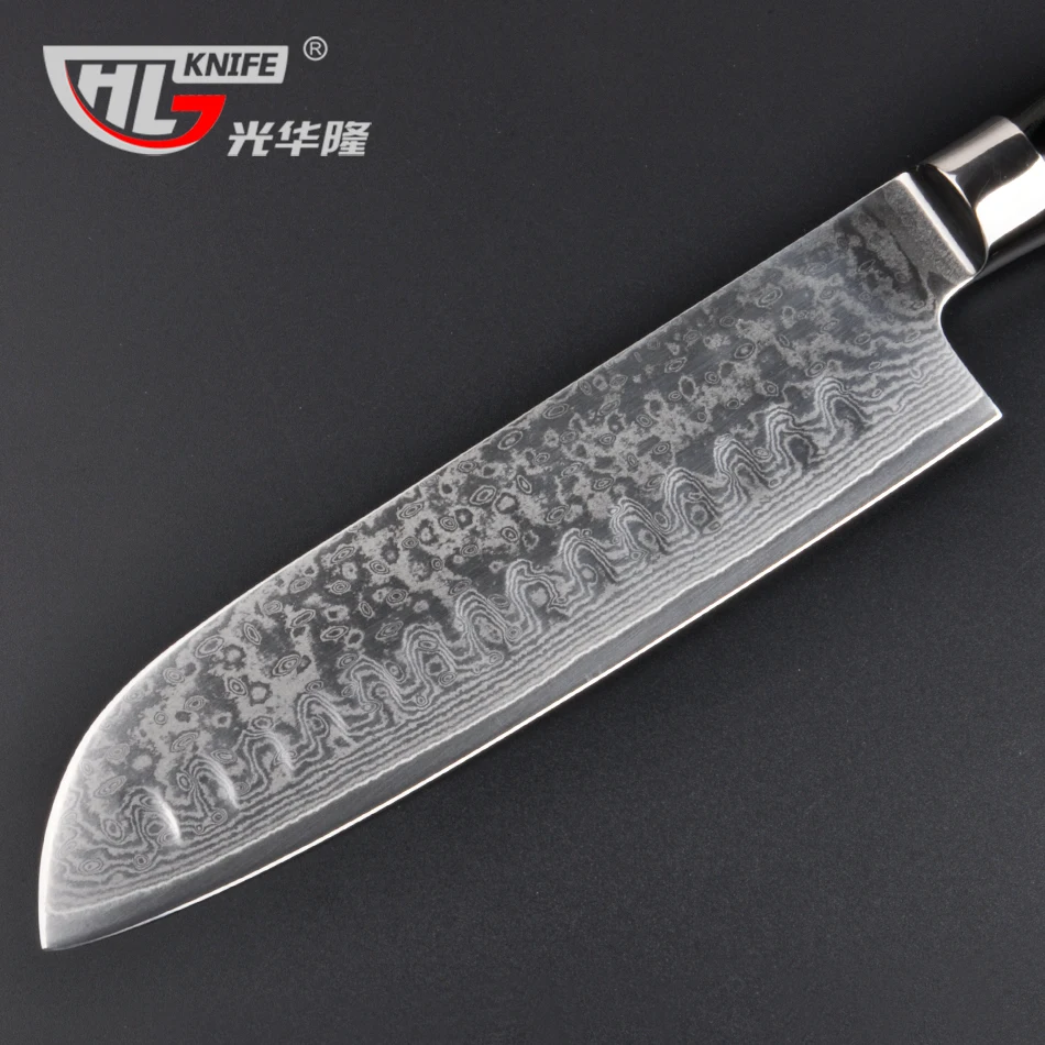 Дамасские Ножи Santou для кухни кухонный нож с рукояткой из миккарты дамасский