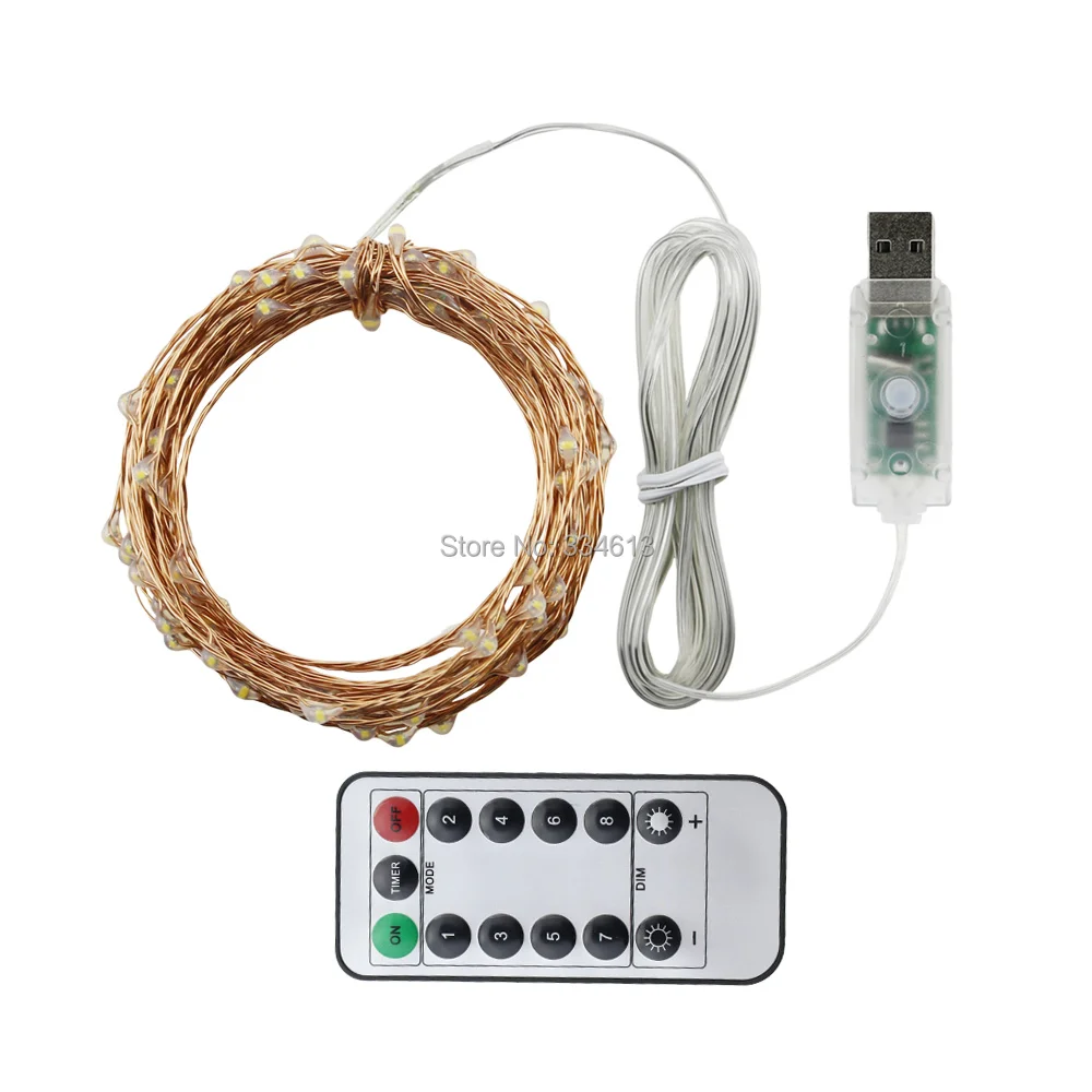 1/2/4 штук в наборе USB 6 м 10 м 12 м Крытый гирлянда Медный провод теплый белый Рождественский праздник лампы для свадьбы, вечеринки+ пульт дистанционного управления