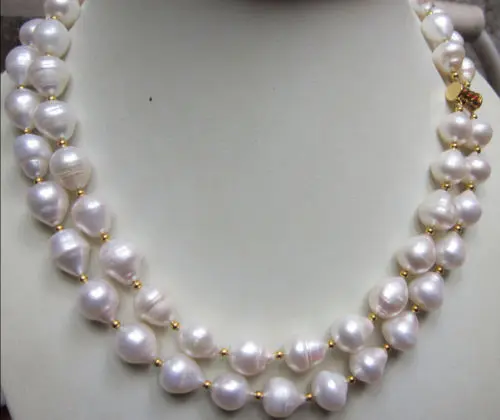 

Продажа> 2 ряда новый дизайн 11-13 мм белый барокко натуральный Южное море жемчужное ожерелье> ePacket Бесплатная доставка