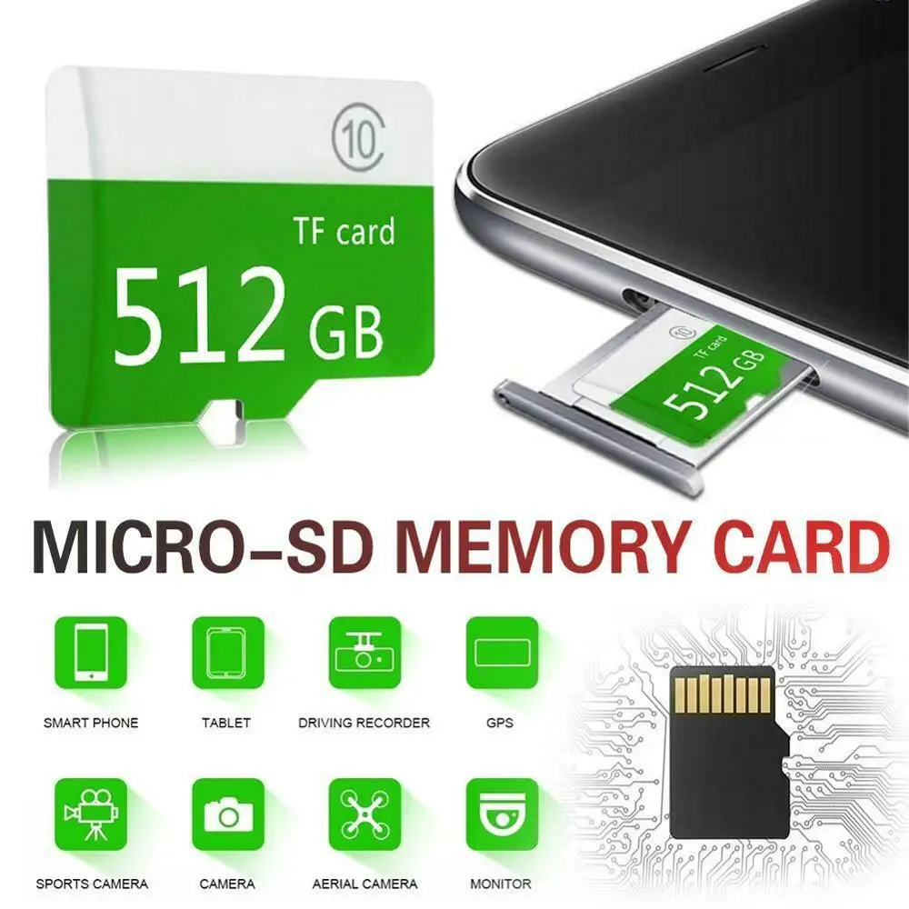Высокая скорость зеленая большая емкость mi cro-SD mi cro карта памяти 4G 8G 16G 32G 64G 128G 256G 512G класс 10+ Sd-Tf для мобильных устройств/ПК CH mi