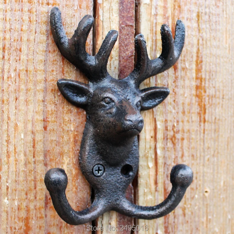 Cast Iron Wall Rack Key Holder Handcraft Coat (Deer-2 Hooks) | Дом и сад