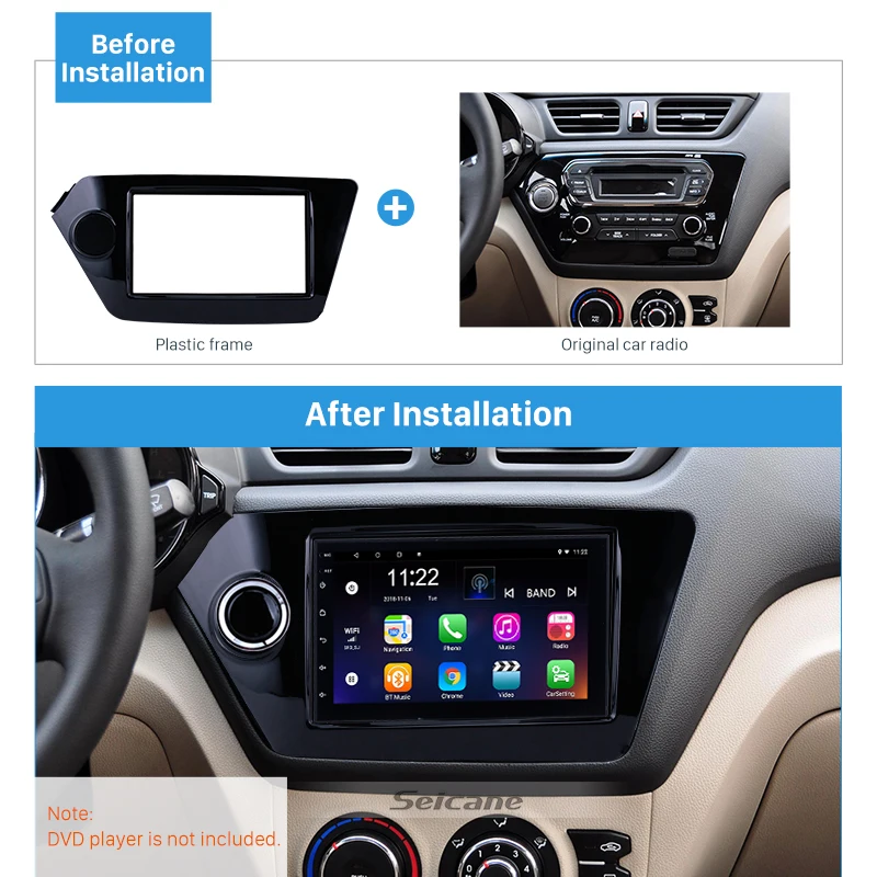 Автомагнитола Seicane UV Black 2DIN для KIA RIO OPTIMA K2 2011 2012 комплект установки обшивки рамы