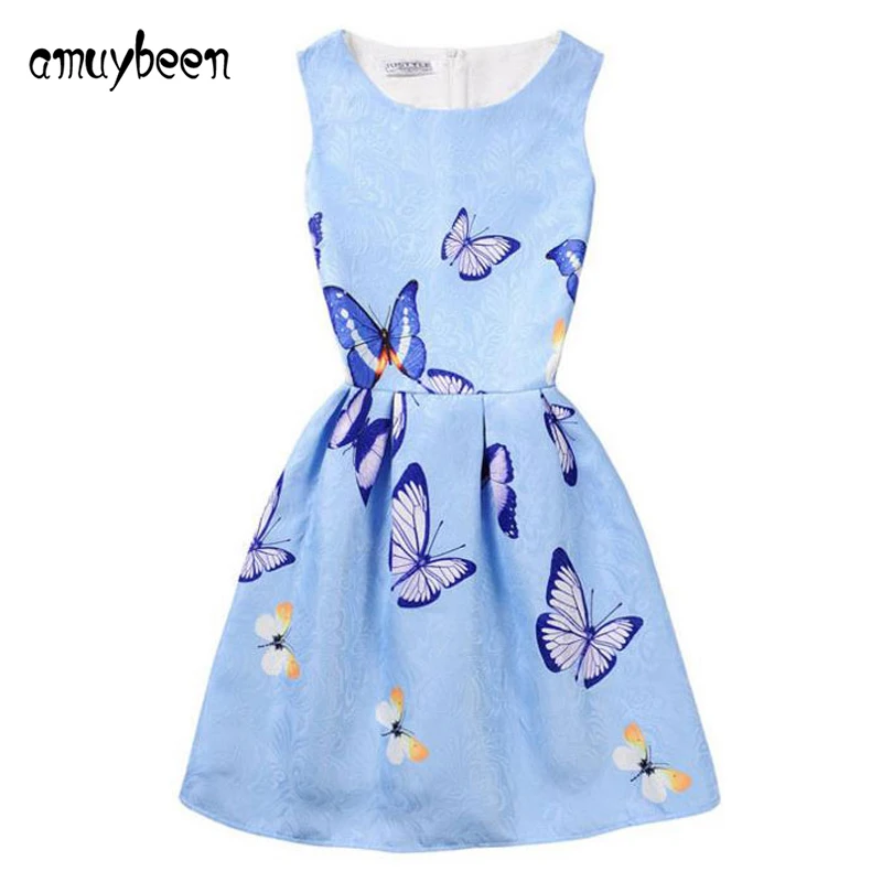 Amuybeen Girl Clothing 2019 New Baby Girls Sleeveless Princess Dress Party Wedding Print Pattern Dresses Formal 10 Kids Clothes | Детская