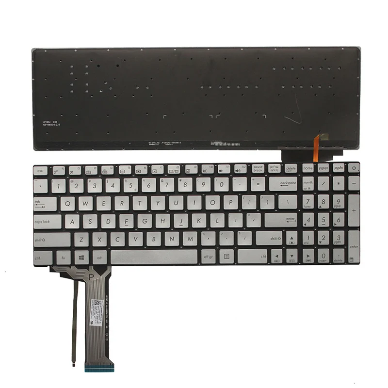 Американская Клавиатура для ноутбука ASUS G551 G551J G551JK G551JM G551JW G551JX G551VW с подсветкой Серебристая/красная английская клавиатура - Цвет: SILVER