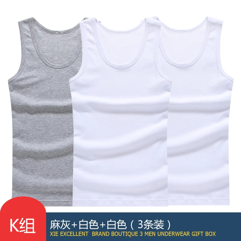 White White Gray Горячая Распродажа, 3 шт./ хлопок, мужская майка без рукавов, однотонная нательная майка с круглым вырезом, Gymclothing, футболки, топы - Цвет: White White Gray