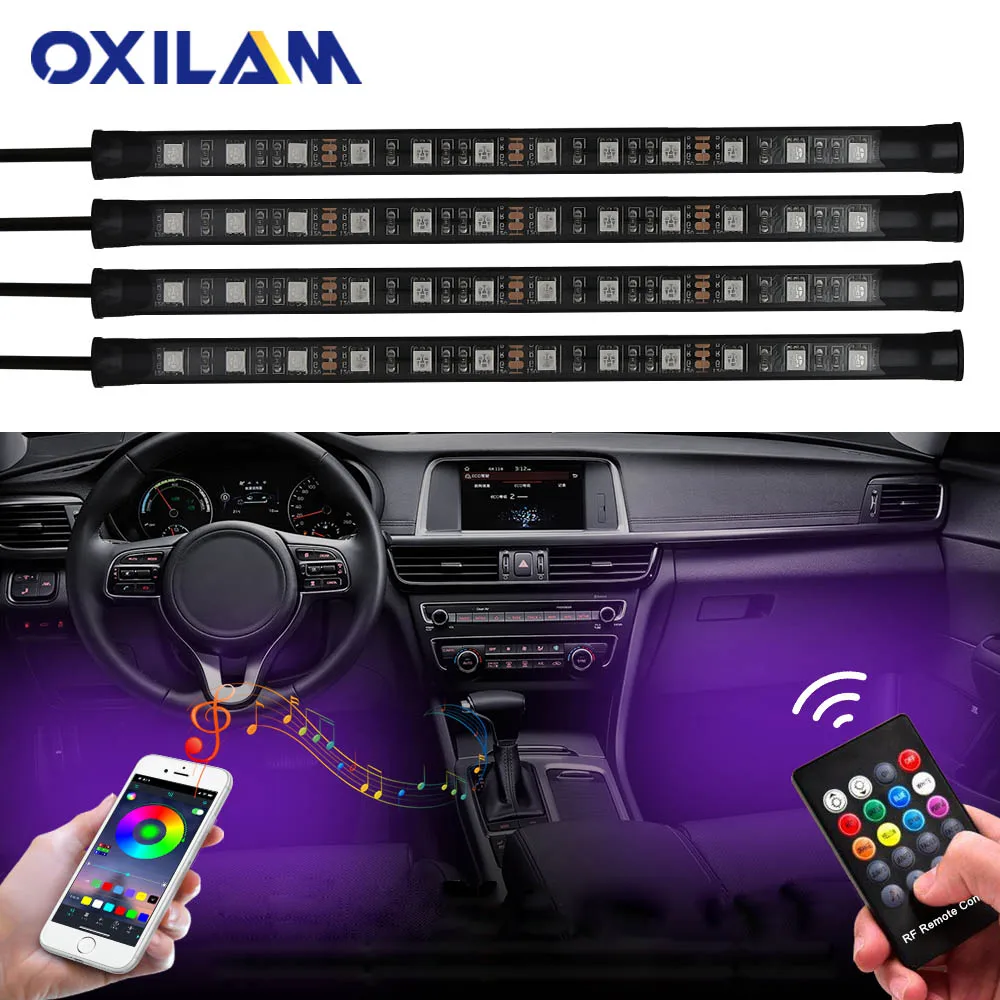APP Control RGB LED Strip Automobile Atmosphere Lamp Car Decorative Ambient Lights 5050 48SMD Interior Light with Remote 12V | Автомобили