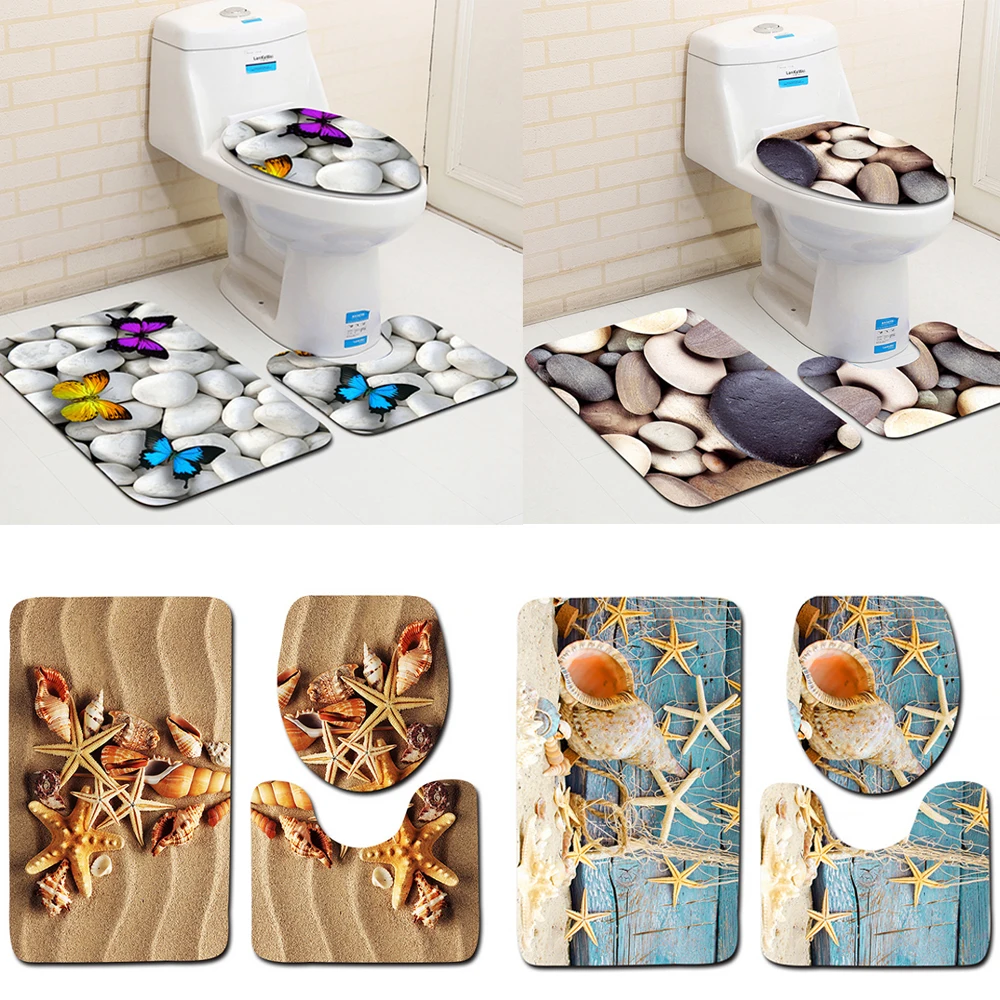 3 шт./компл. Ванная комната Нескользящие пляжные узор стойка для тряпок + крышка