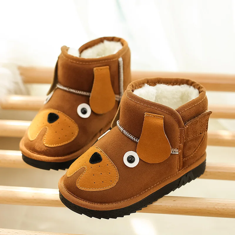 Детские зимние ботинки с мультяшным щенком для мальчиков и девочек ботильоны
