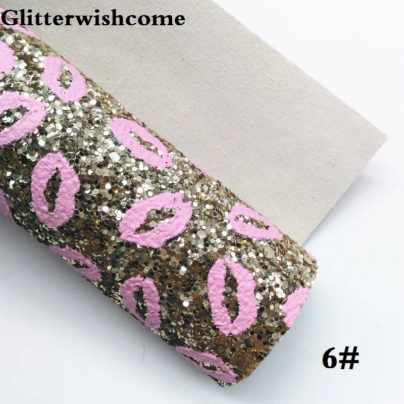 6 Glitterwishcome 21X29 см A4 размер винил для бантов Валентина массивный блеск кожа ткань винил с губами для бантов, GM114A - Цвет: 6