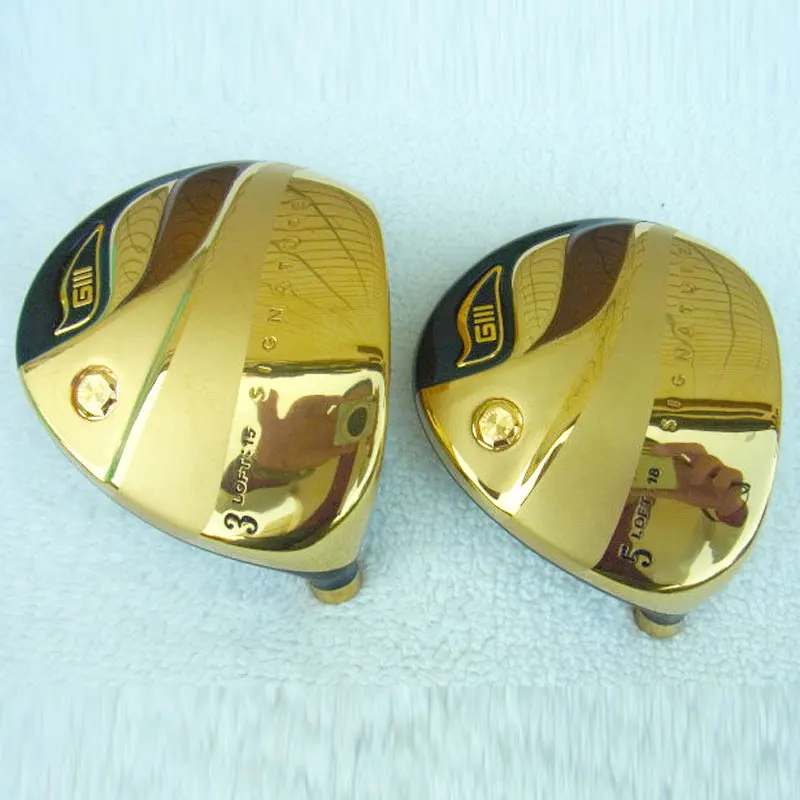 

New Cooyute Golf heads GIII Golf Fairway Wood head 3/15 5/18 Gold color Wood Golf Clubs head no wood shaft Free shipping