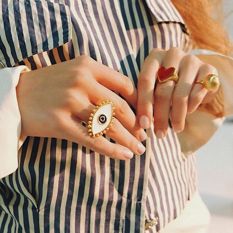 

Punk Eye Rings for Women Adjustable Love Heart Rings Fashion Jewelry AM0671