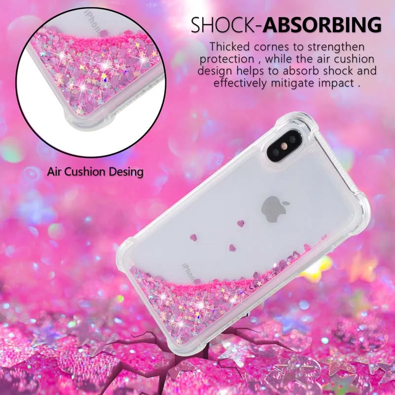 New Love Heart Glitter Dynamic Liquid Quicksand Anti-fall phone Case For Apple iPhone 5 5S 6 6S 7 8 Plus X XS Max XR Cover |