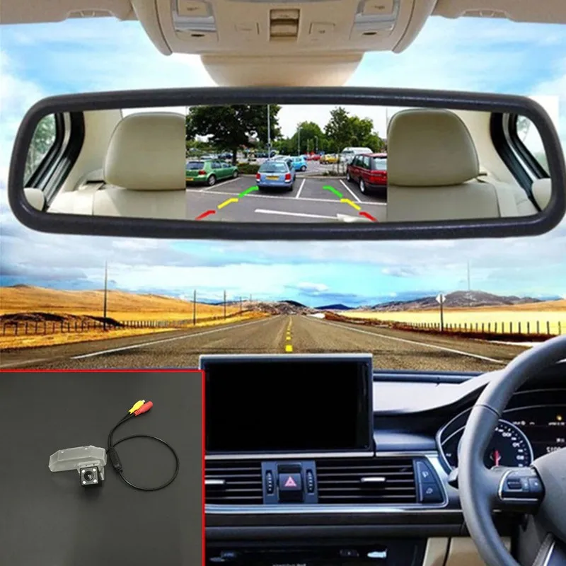 Автомобильная парковочная система 2 в 1 ЖК экран автомобильный монитор зеркало +
